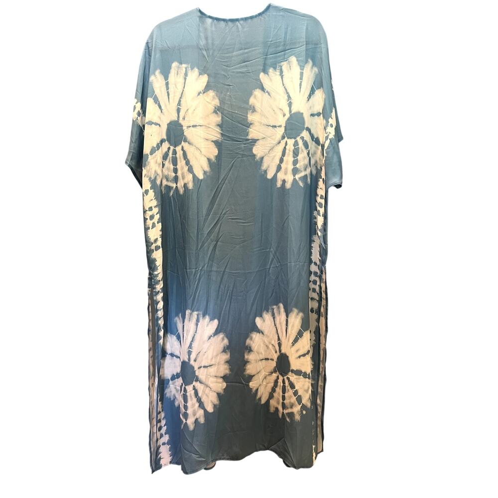 Kimono, blue/white tie-dye, long, OSFA, $20